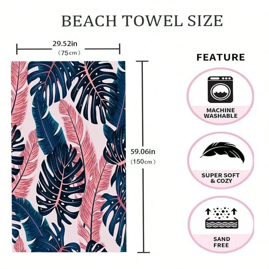 1pc Outdoor Camping Turtle Back Leaf Beach Towel Fast Dry Sunscreen Shawl Sports Yoga Towel, Sand-Free And High Definition Digital Print Towel