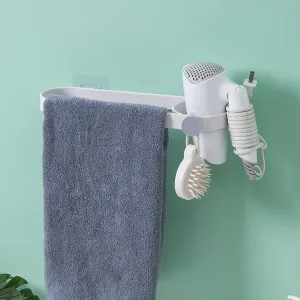 6153 Wall Mounted Towel Holder Hair Dryer Holder Towel Rack Wall Mount Styling Station Care Tool Holder Hair Dryers Bathroom Wall Storage Organizer Wall Mounted Hooks