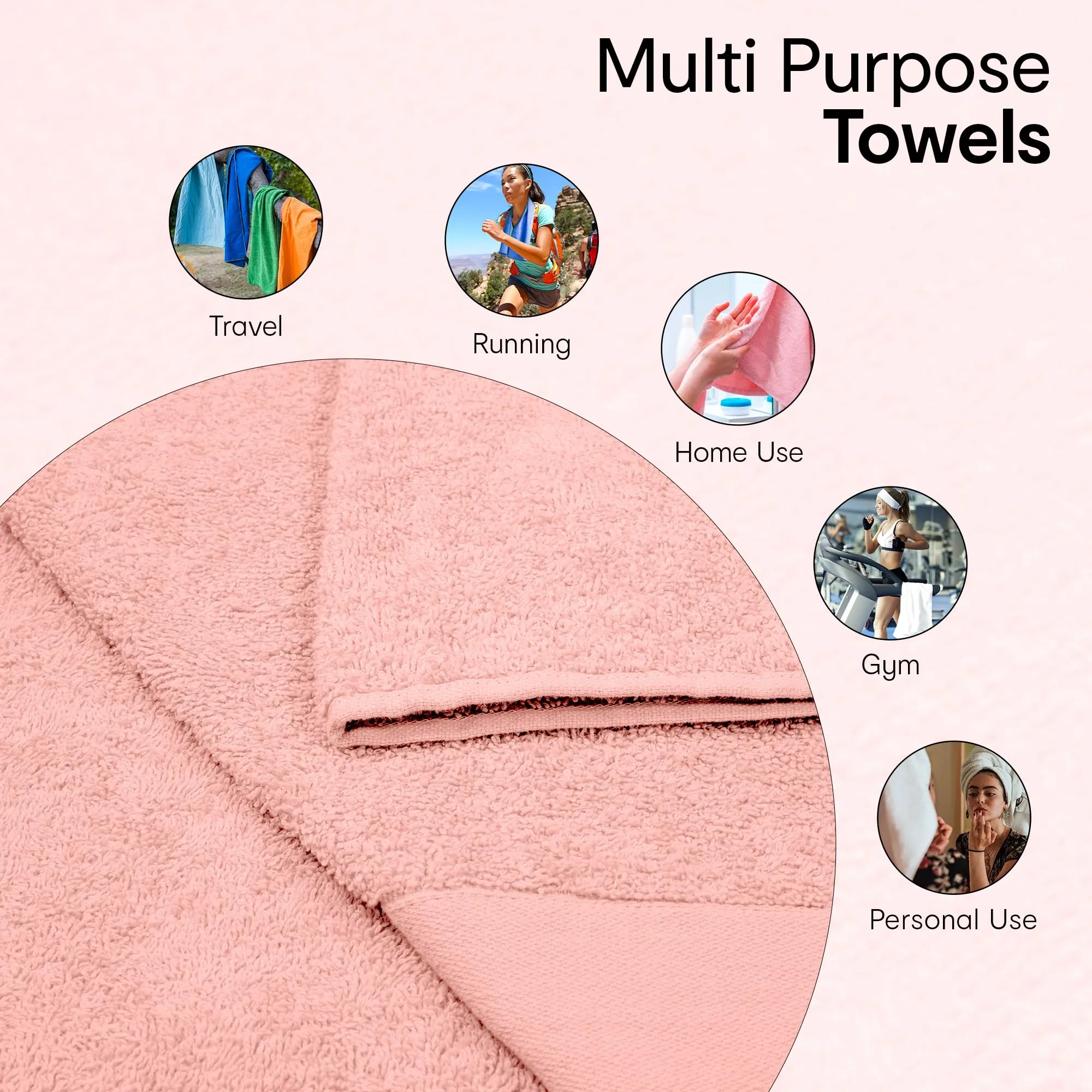 Anko Australia 100% Cotton 550 GSM Large Malmo Bath Towel | Set of 1 | Super-Soft, Absorbent, Quick-Drying | Soft Pink Towel for Men, Women & Kids | 135x68 cm |Travel, Gym, Spa Towel