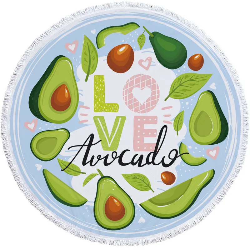 Avocado round beach towel