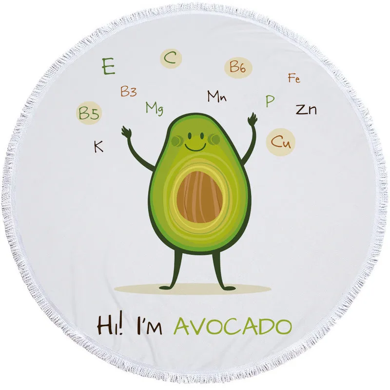 Avocado round beach towel