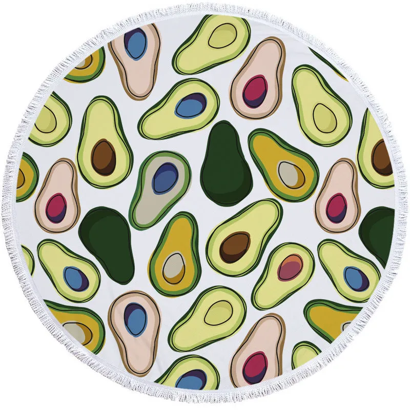 Avocado round beach towel