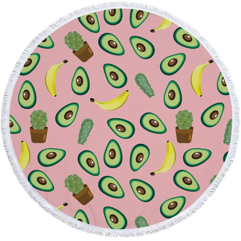 Avocado round beach towel