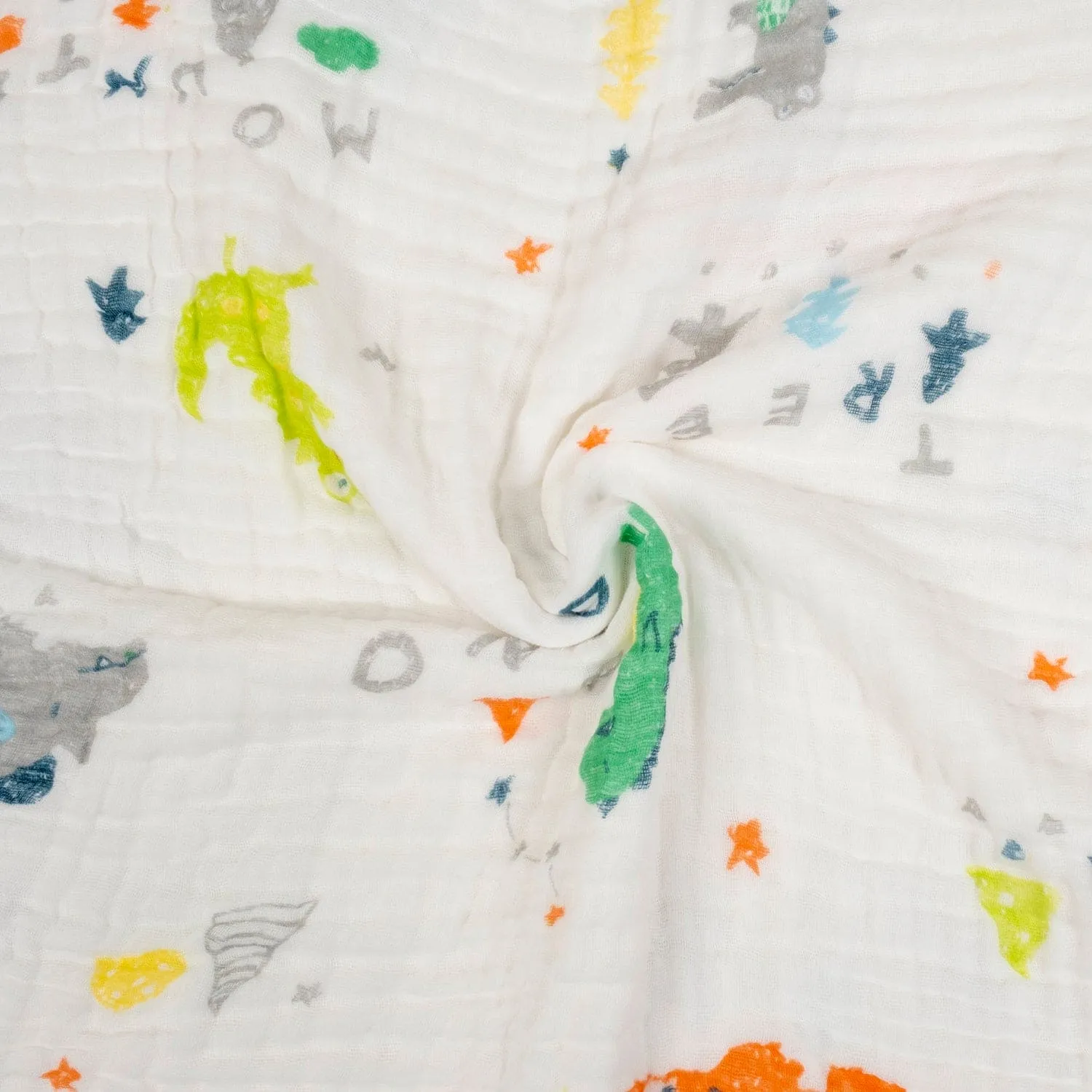 Baby Moo Dino 100% Cotton Ultra Soft Eco Friendly Absorbent Towel - White