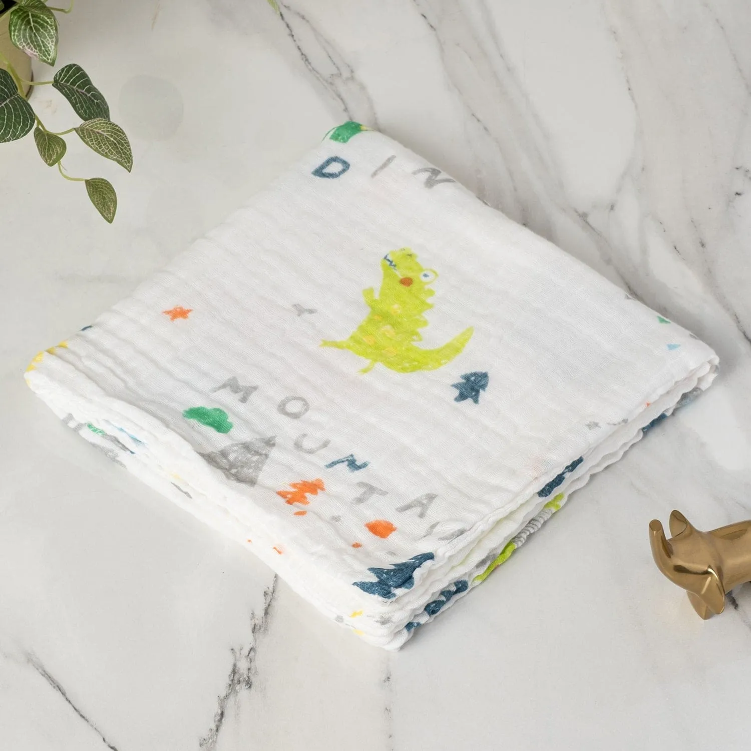 Baby Moo Dino 100% Cotton Ultra Soft Eco Friendly Absorbent Towel - White