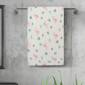 Baby Moo Flamingo 100% Cotton Ultra Soft Eco Friendly Absorbent Towel - White