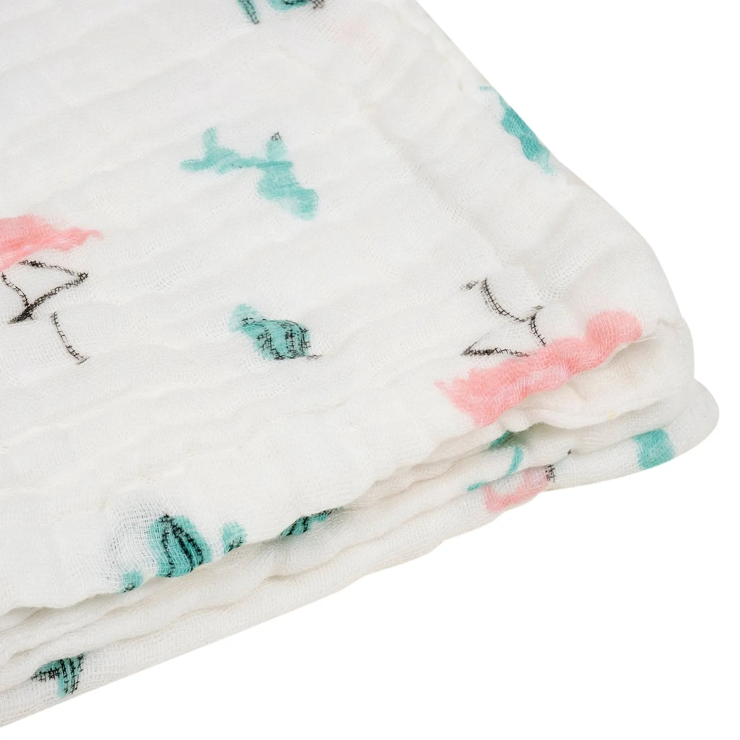 Baby Moo Flamingo 100% Cotton Ultra Soft Eco Friendly Absorbent Towel - White