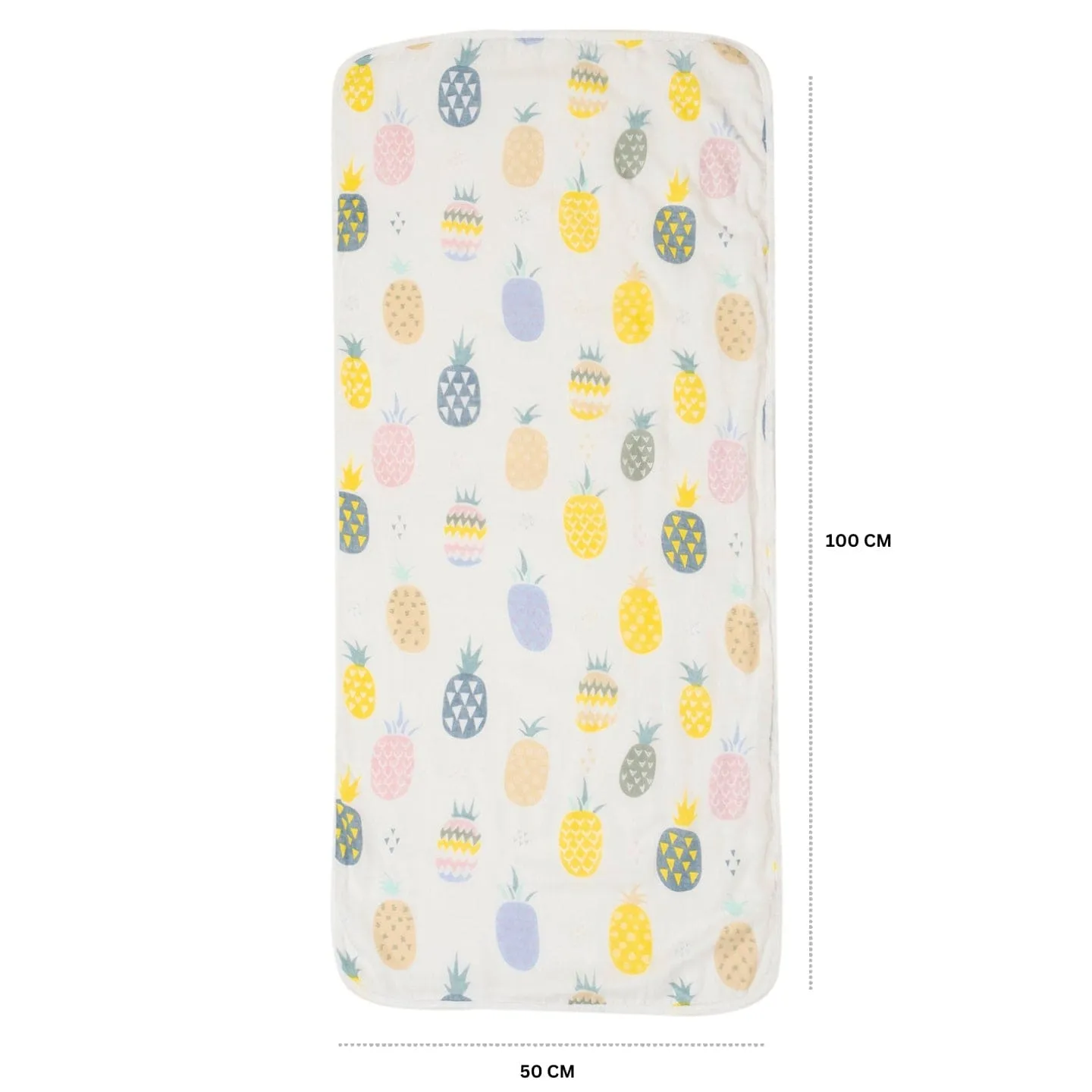 Baby Moo Pineapple 100% Cotton Ultra Soft Eco Friendly Absorbent Towel - White