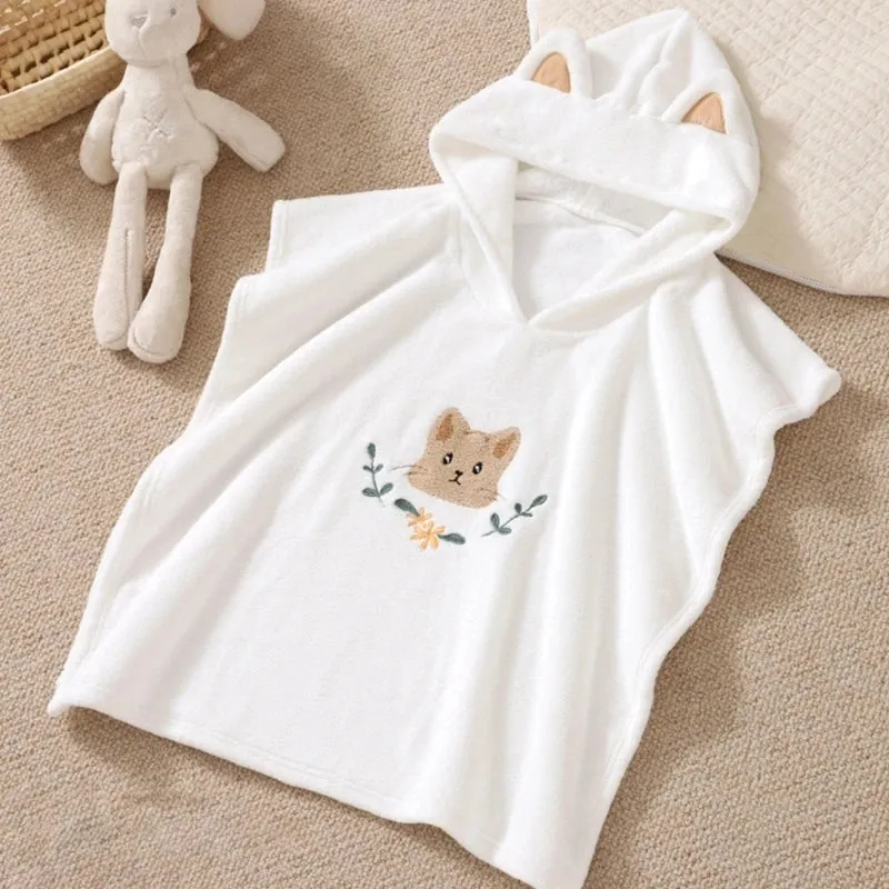 Baby Robe Cartoon Hoodies Rabbit Cloak Girl Boys Sleepwear Bath Towels Kids Soft Bathrobe Pajamas Children's Clothing Costumes