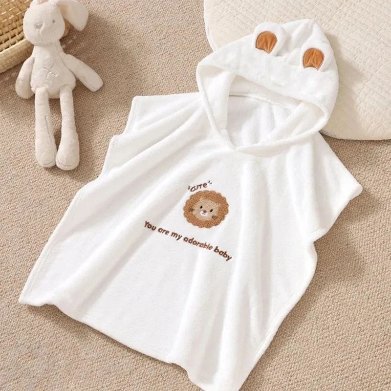 Baby Robe Cartoon Hoodies Rabbit Cloak Girl Boys Sleepwear Bath Towels Kids Soft Bathrobe Pajamas Children's Clothing Costumes