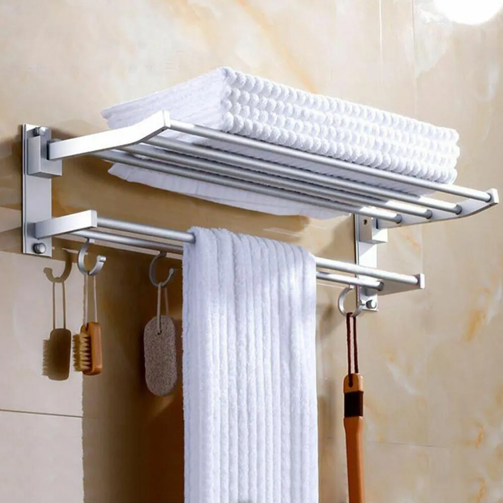 Premium Quality Wall-Mounted Bathroom Shelf with Integrated Towel Rack