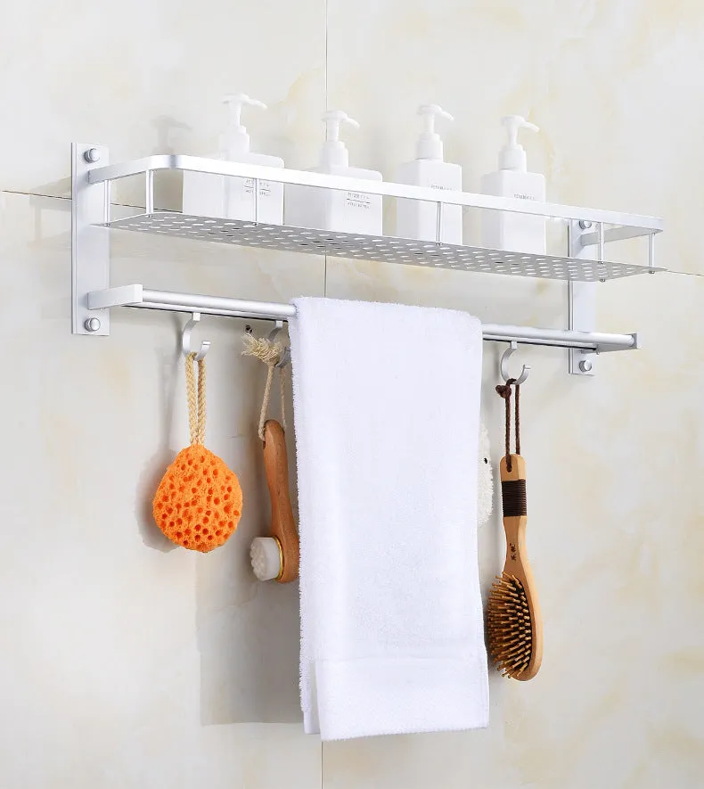 Premium Quality Wall-Mounted Bathroom Shelf with Integrated Towel Rack