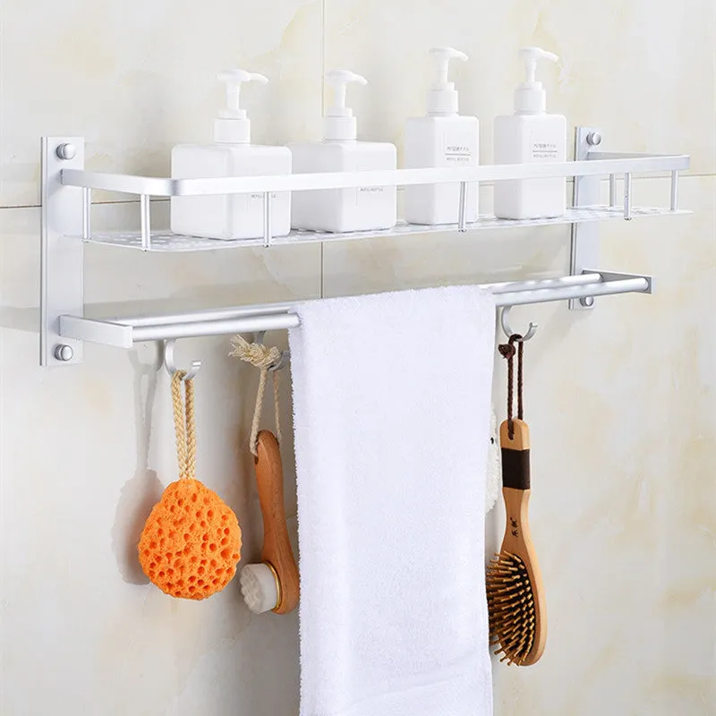 Premium Quality Wall-Mounted Bathroom Shelf with Integrated Towel Rack