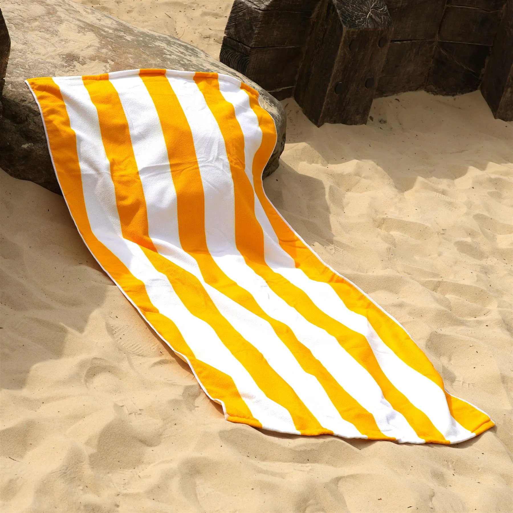 Beach Bath Towel Large Microfibre Orange Striped