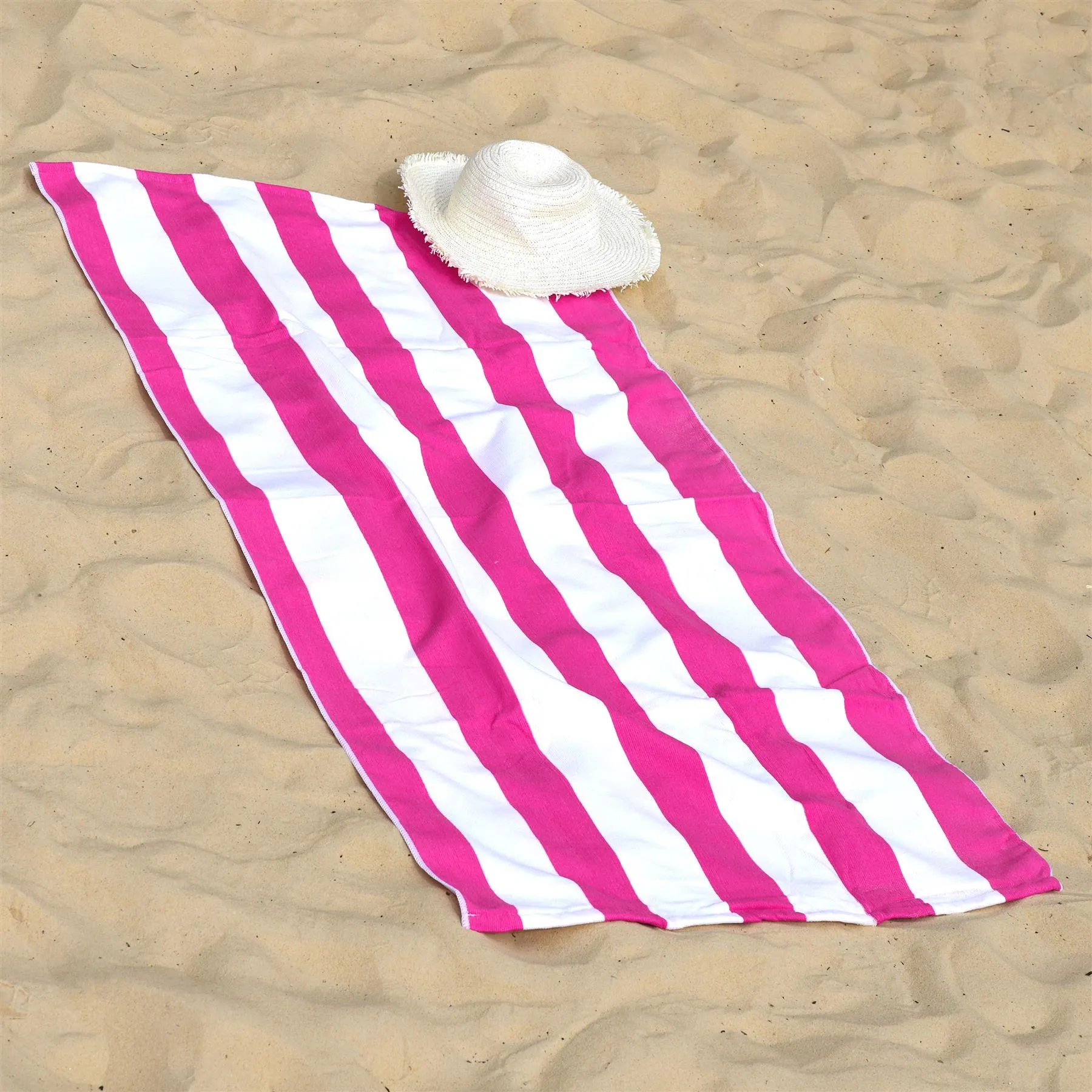 Beach Bath Towel Large Microfibre Pink Striped