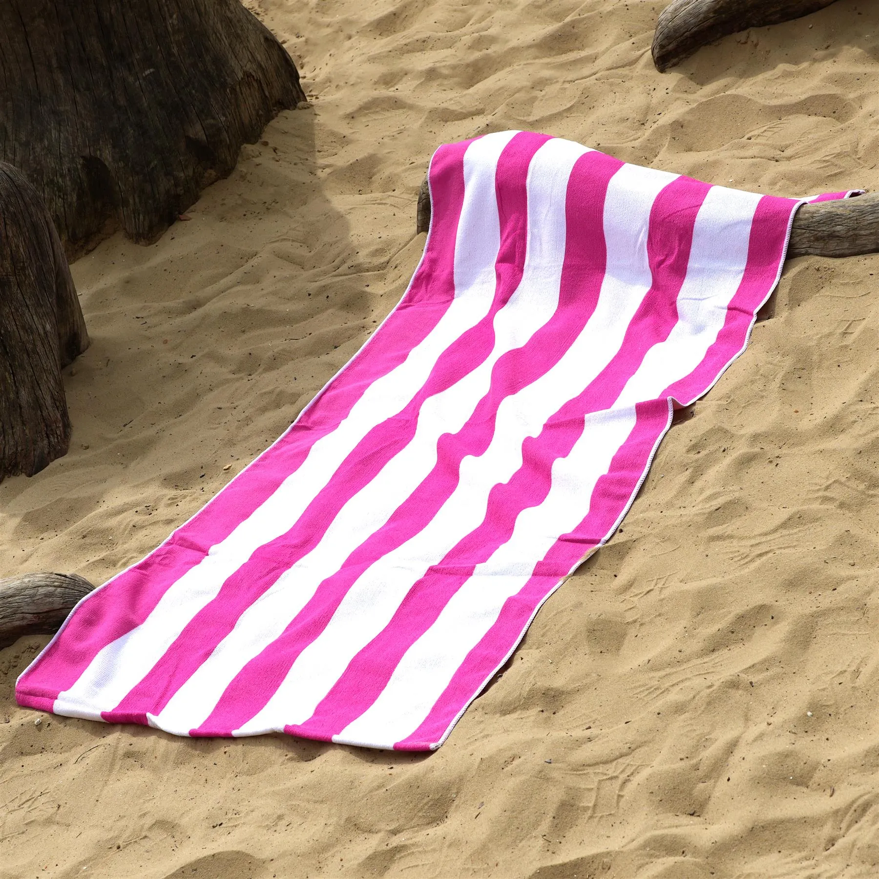 Beach Bath Towel Large Microfibre Pink Striped