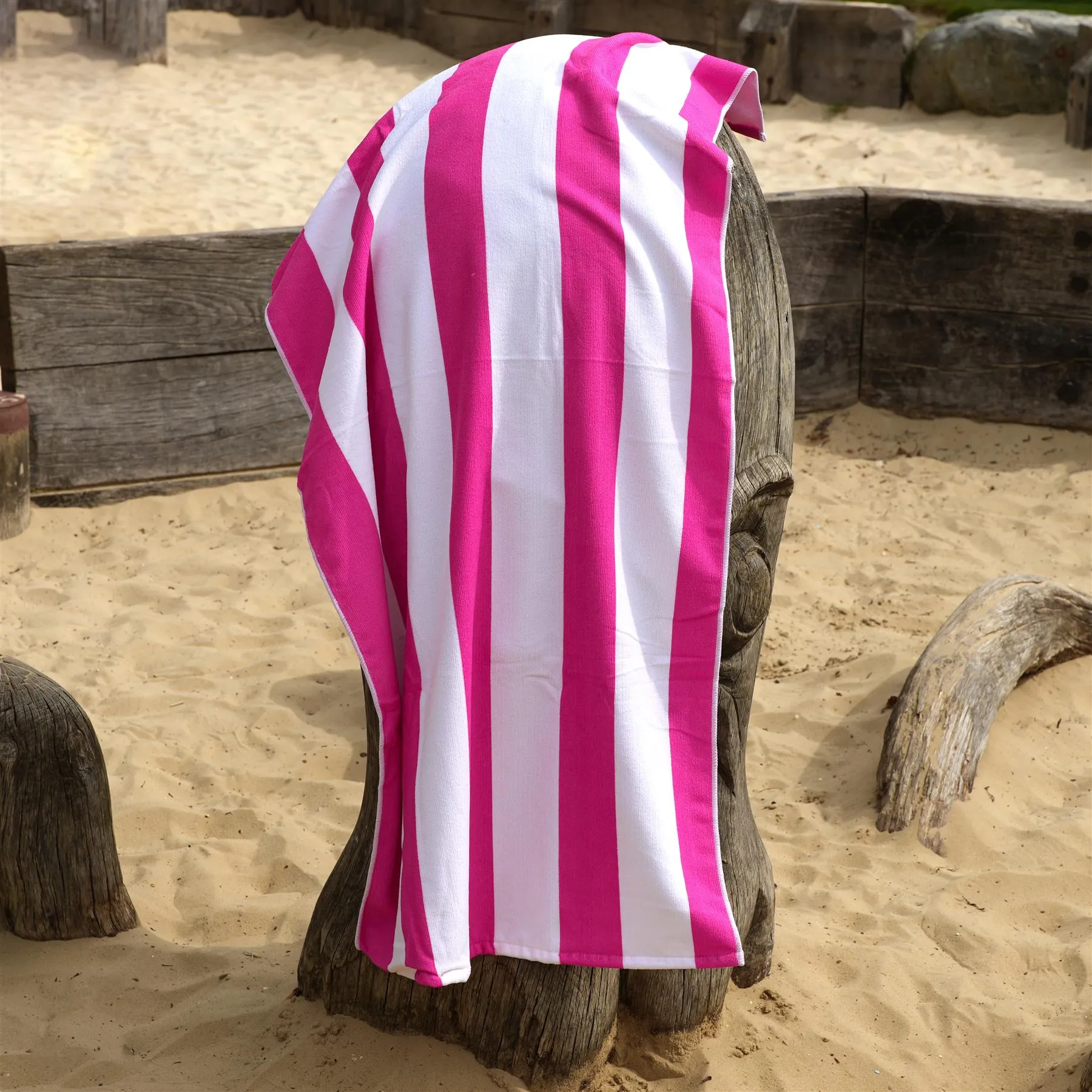 Beach Bath Towel Large Microfibre Pink Striped