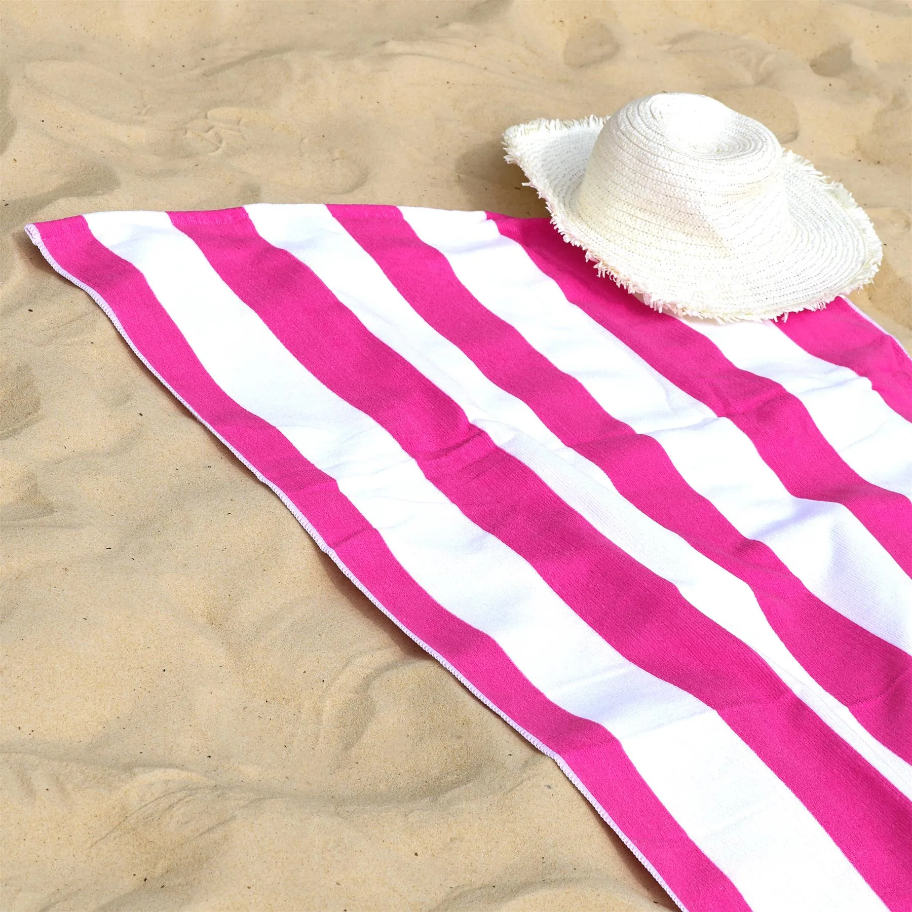 Beach Bath Towel Large Microfibre Pink Striped