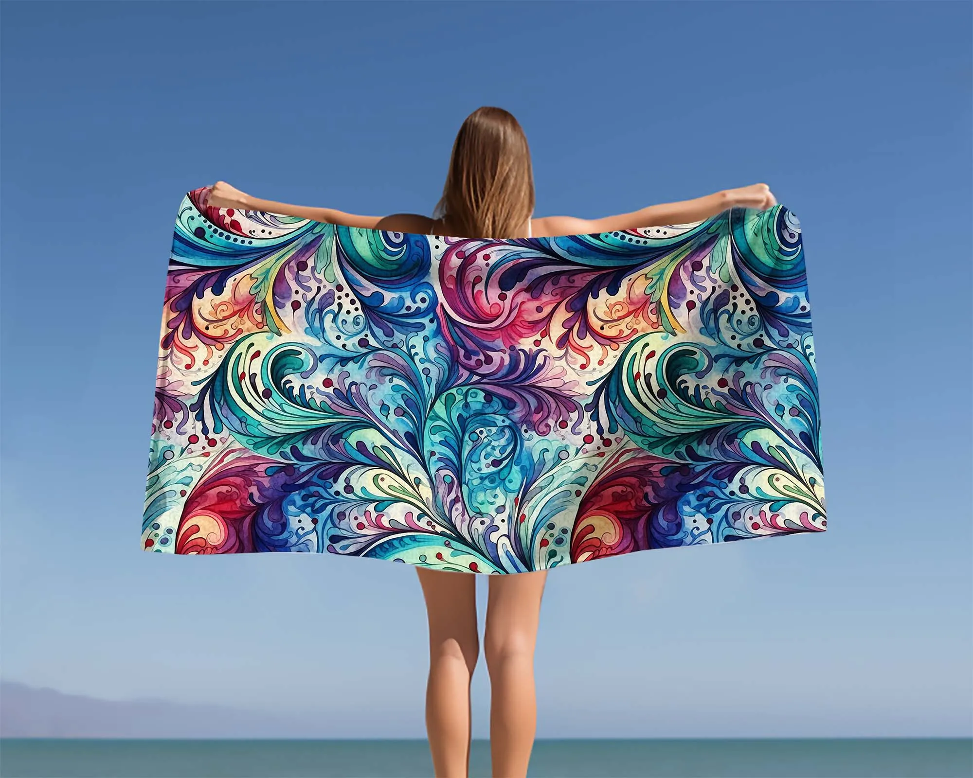 Beach Towel, Paisley Design, Polycotton Towel