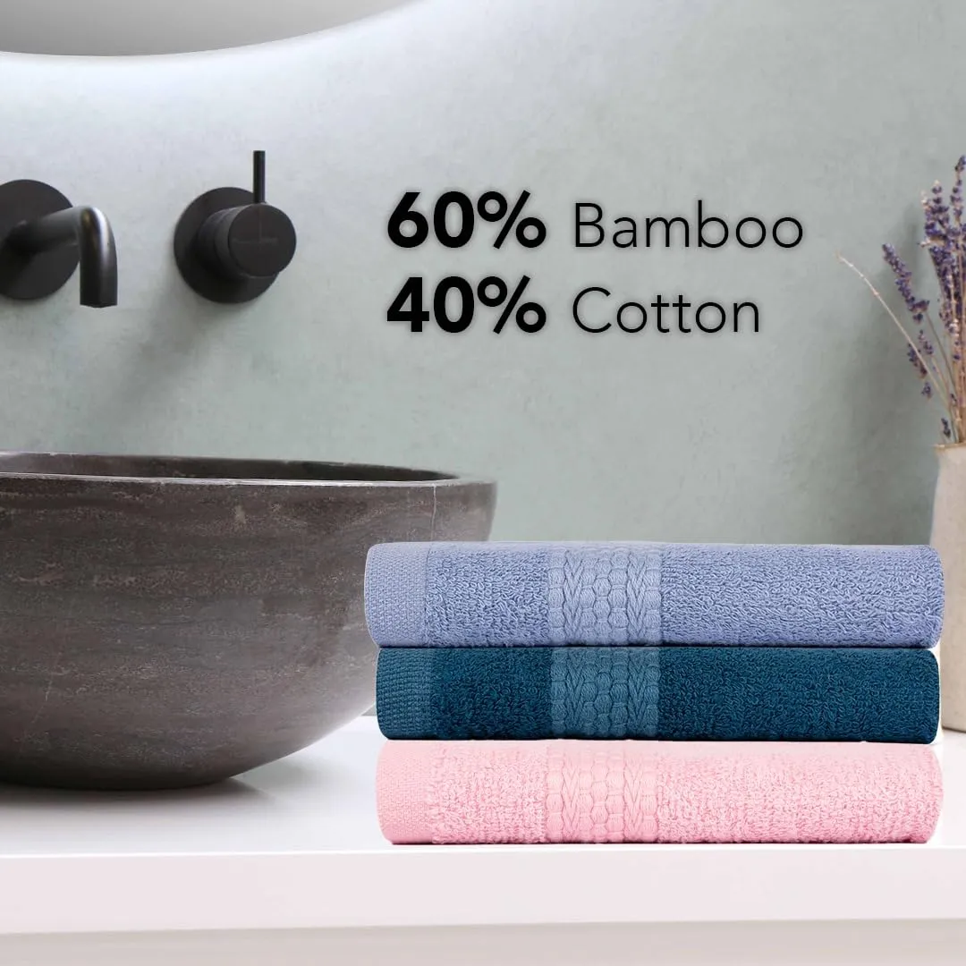 BePlush 450 GSM Bamboo Face Towel Set of 6 | Ultra Soft, Absorbent, & Quick Dry Towels for Gym, Travel | 30 * 30 Cms (6, Rust, Sky Blue, Grey, Aqua Marine Blue, Olive Green & Pink)