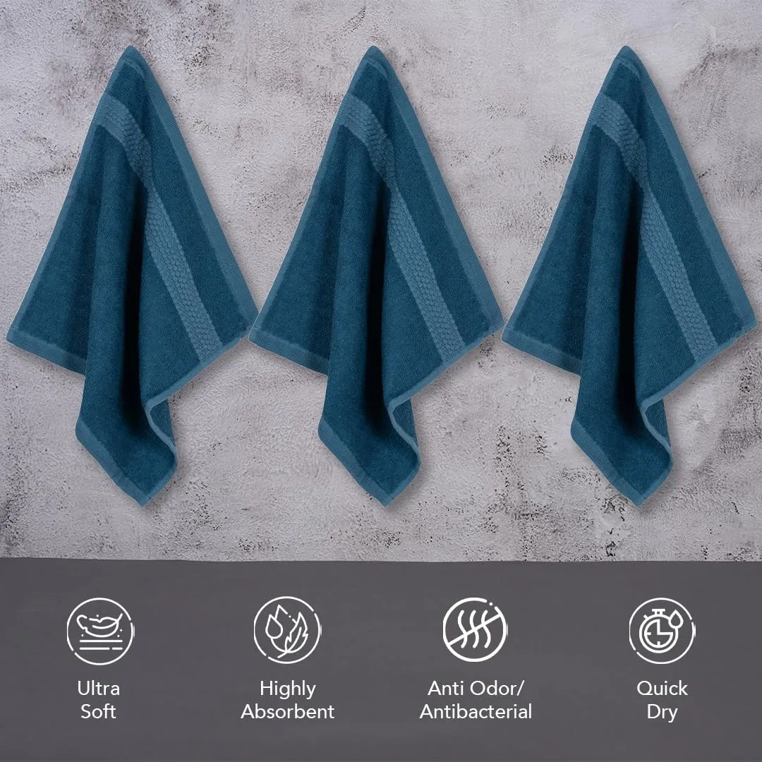 BePlush 450 GSM Bamboo Face Towel Set of 6 | Ultra Soft, Absorbent, & Quick Dry Towels for Gym, Travel | Suitable for Sensitive Skin, Anti Bacterial Napkins for Face | 30*30 Cms (6, Aqua Marine Blue)