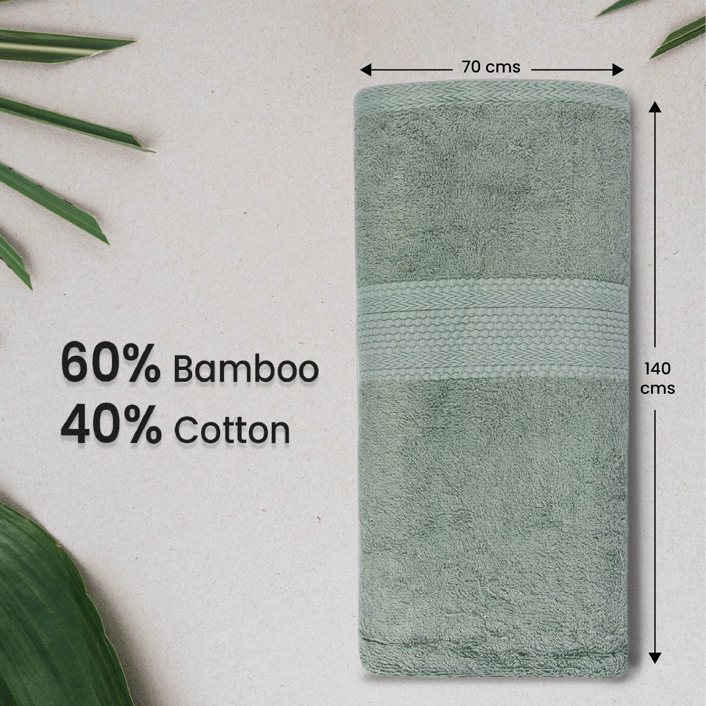 BePlush Bamboo Towels for Bath | Ultra Soft, Highly Absorbent, Quick Dry, Anti Bacterial Bamboo Bath Towel for Men & Women || 450 GSM, 27 x 55 Inches (2, Olive Green & Aqua Marine Blue)