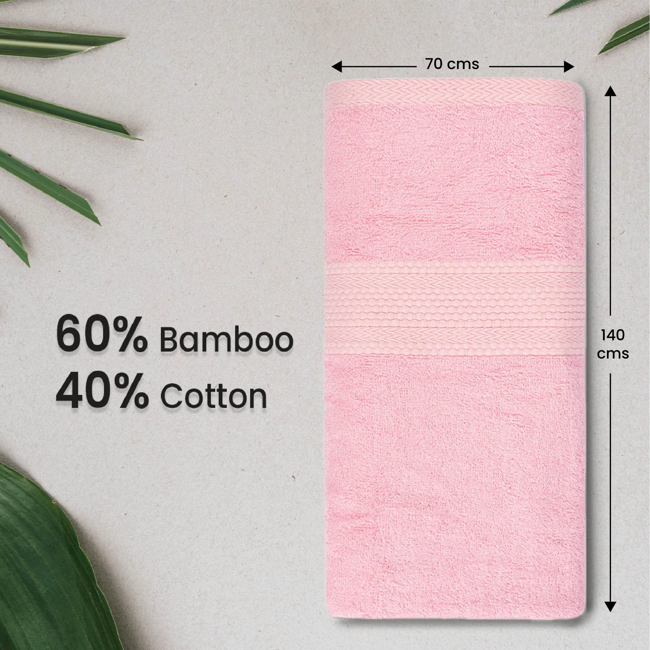 BePlush Bamboo Towels for Bath | Ultra Soft, Highly Absorbent, Quick Dry, Anti Bacterial Bamboo Bath Towel for Men & Women || 450 GSM, 27 x 55 Inches (2, Pink & Sky Blue)