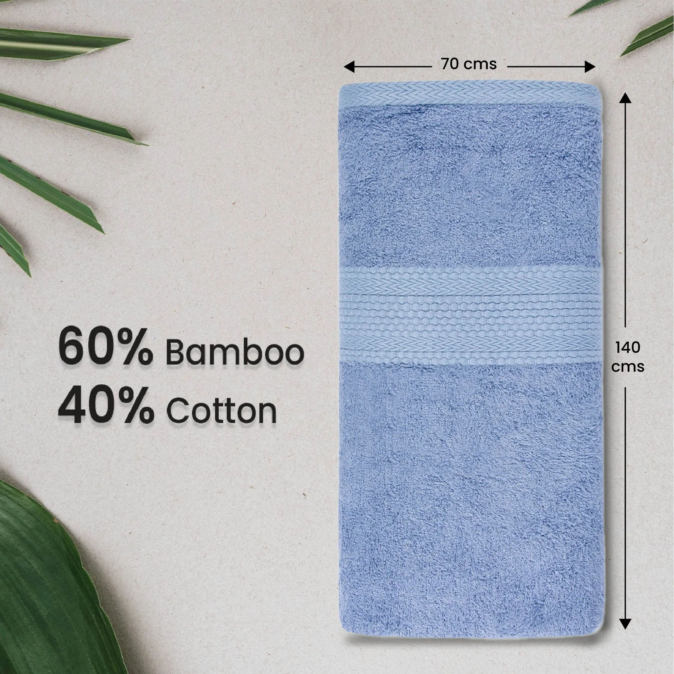 BePlush Bamboo Towels for Bath | Ultra Soft, Highly Absorbent, Quick Dry, Anti Bacterial Bamboo Bath Towel for Men & Women || 450 GSM, 27 x 55 Inches (2, Sky Blue & Grey)