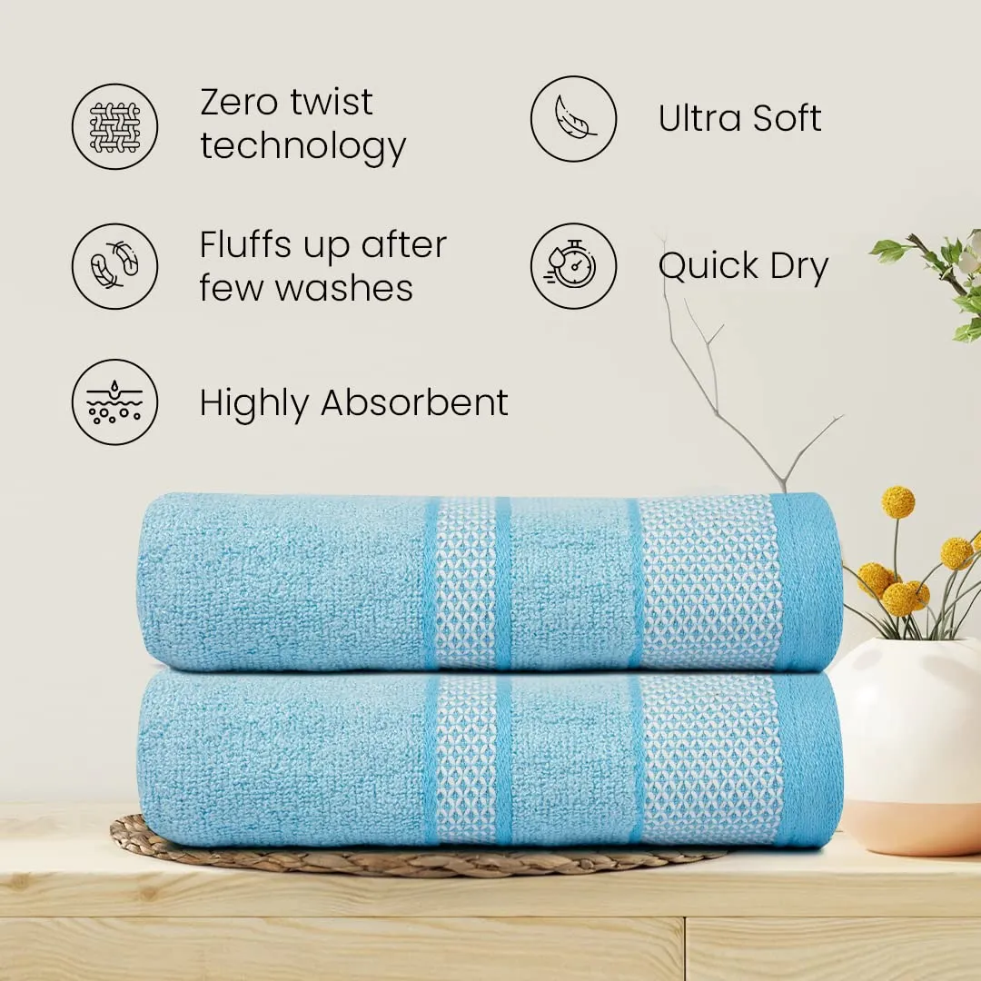 BePlush Zero Twist Bamboo Hand Towels Set of 2 Sky Blue : Ultra Soft, Highly Absorbent, Quick Dry, Anti Bacterial Napkins for Hand Towel || 450 GSM, 40 X 60 cms