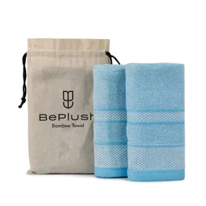 BePlush Zero Twist Bamboo Hand Towels Set of 2 Sky Blue : Ultra Soft, Highly Absorbent, Quick Dry, Anti Bacterial Napkins for Hand Towel || 450 GSM, 40 X 60 cms