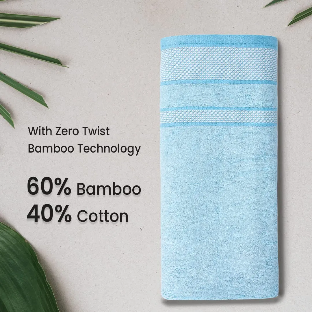 BePlush Zero Twist Bamboo Hand Towels Set of 2 Sky Blue : Ultra Soft, Highly Absorbent, Quick Dry, Anti Bacterial Napkins for Hand Towel || 450 GSM, 40 X 60 cms