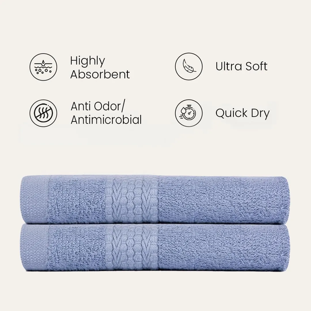 BePlush Zero Twist Bamboo Hand Towels Set of 2 : Ultra Soft, Highly Absorbent, Quick Dry, Anti Bacterial Napkins for Hand Towel || 450 GSM, 40 X 60 cms (2, Sky Blue)