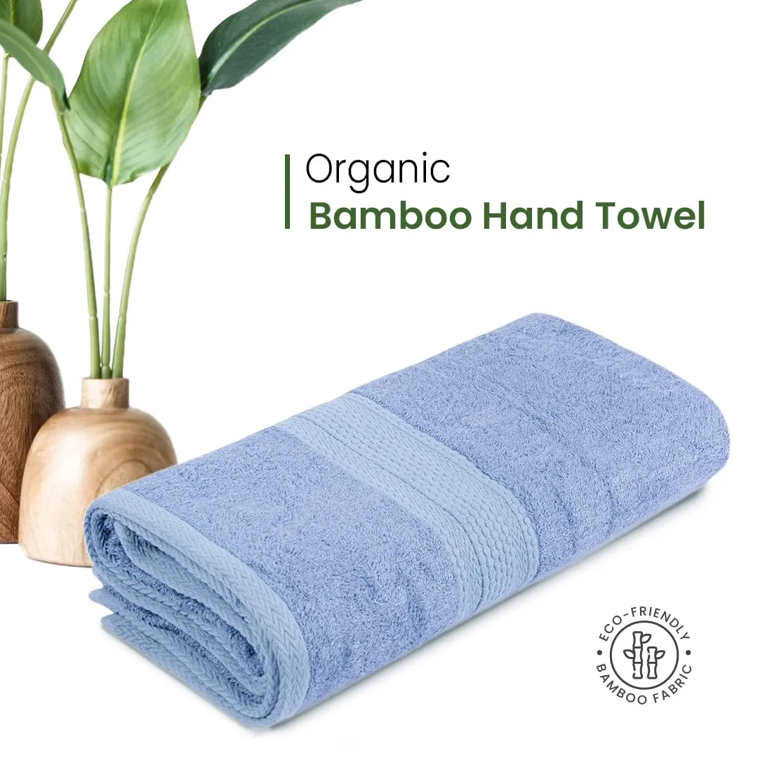 BePlush Zero Twist Bamboo Hand Towels Set of 2 : Ultra Soft, Highly Absorbent, Quick Dry, Anti Bacterial Napkins for Hand Towel || 450 GSM, 40 X 60 cms (2, Sky Blue)