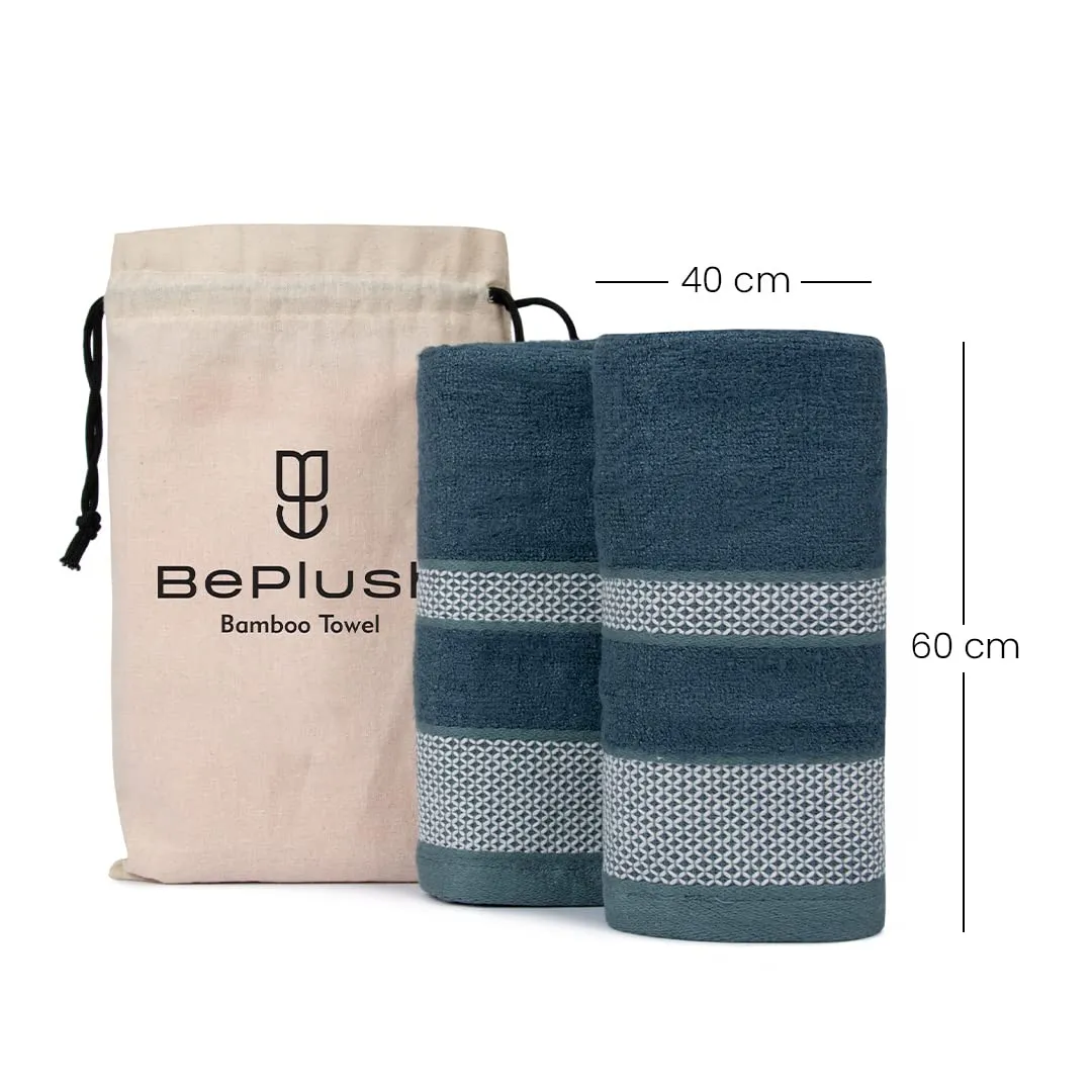 BePlush Zero Twist Bamboo Hand Towels Set of 4 Emerald Blue & Pink : Ultra Soft, Highly Absorbent, Quick Dry, Anti Bacterial Napkins for Hand Towel || 450 GSM, 40 X 60 cms