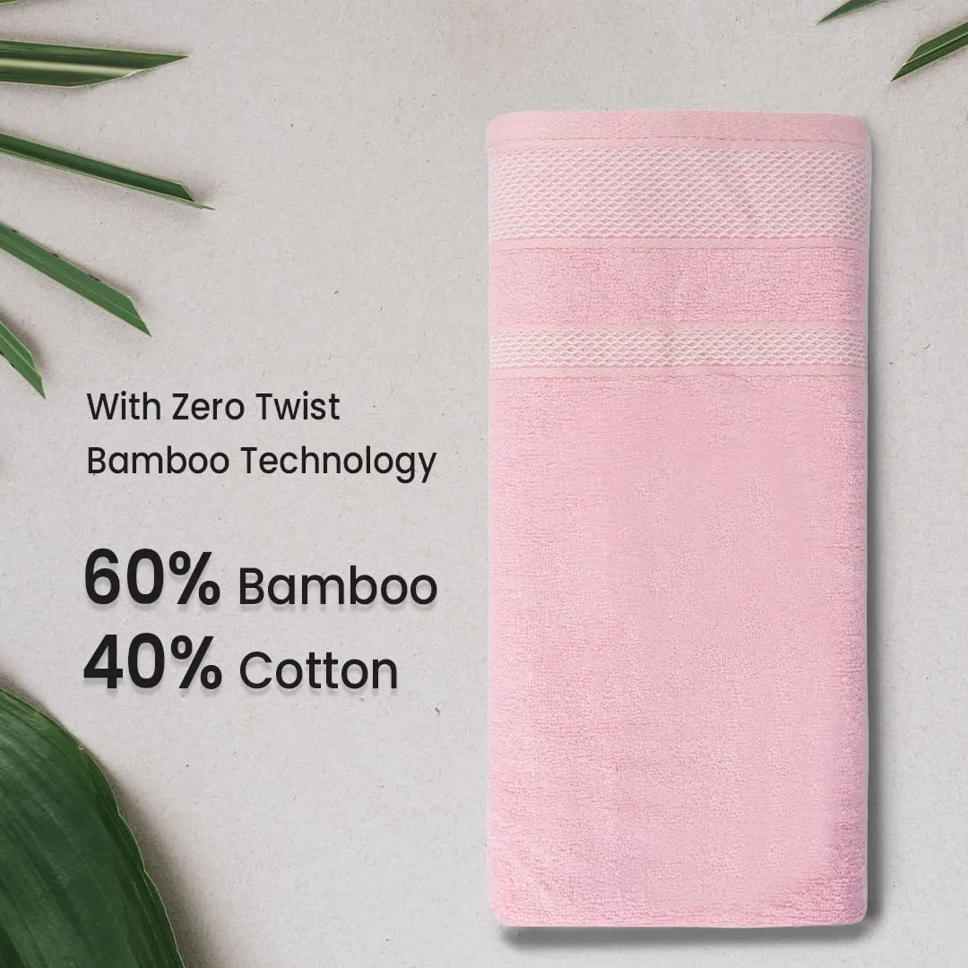 BePlush Zero Twist Bamboo Hand Towels Set of 4 Emerald Blue & Pink : Ultra Soft, Highly Absorbent, Quick Dry, Anti Bacterial Napkins for Hand Towel || 450 GSM, 40 X 60 cms