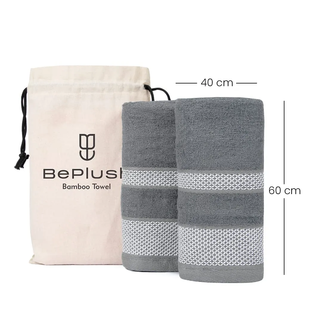 BePlush Zero Twist Bamboo Hand Towels : Ultra Soft, Highly Absorbent, Quick Dry, Anti Bacterial Napkins for Hand Towel || 450 GSM, 40 X 60 cms (6, Grey)