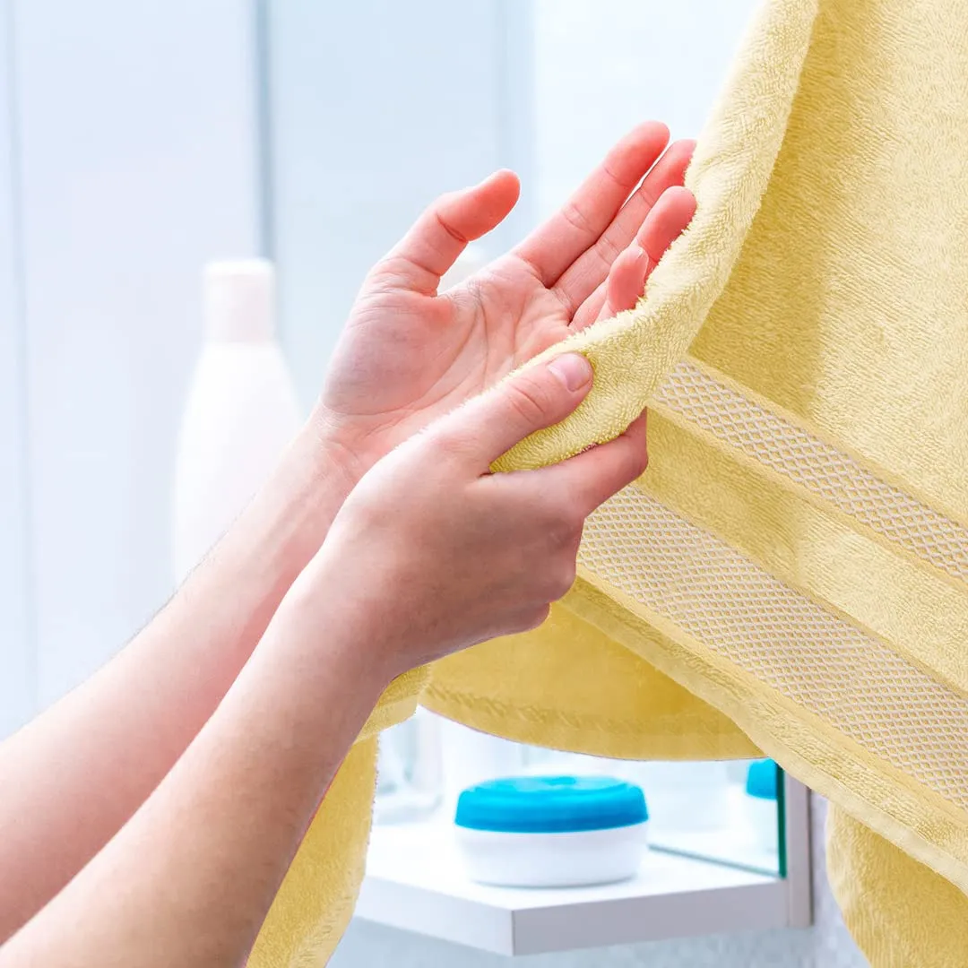 BePlush Zero Twist Bamboo Hand Towels : Ultra Soft, Highly Absorbent, Quick Dry, Anti Bacterial Napkins for Hand Towel || 450 GSM, 40 X 60 cms (6, Pink, Sky Blue, Yellow)