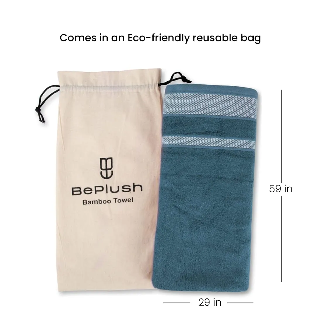 BePlush Zero Twist Bamboo Towels for Bath | Ultra Soft, Highly Absorbent, Quick Dry, Anti Bacterial Bamboo Bath Towel for Men & Women || 450 GSM, 29 x 59 Inches (1, Emerald Blue)