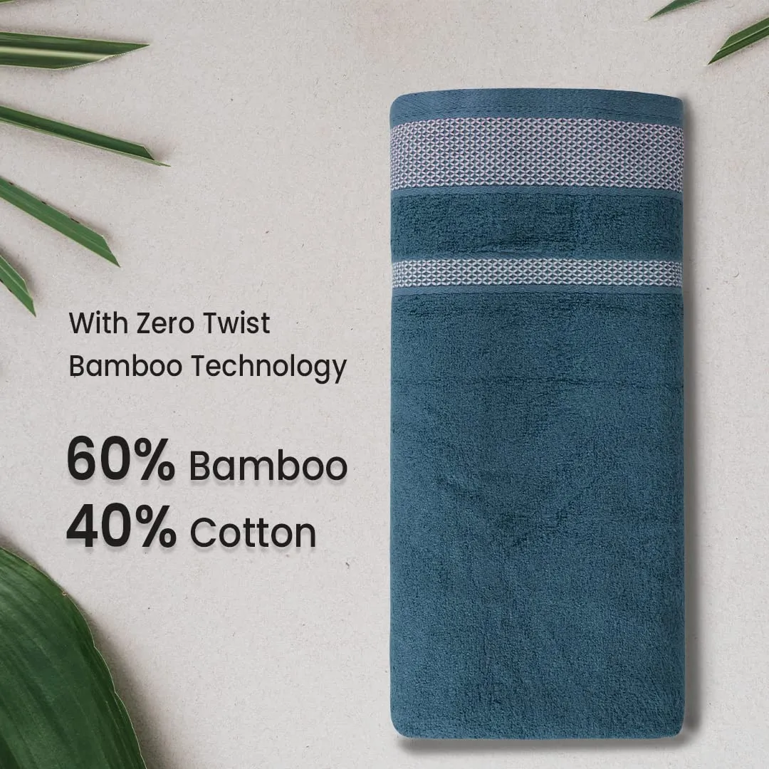 BePlush Zero Twist Bamboo Towels for Bath | Ultra Soft, Highly Absorbent, Quick Dry, Anti Bacterial Bamboo Bath Towel for Men & Women || 450 GSM, 29 x 59 Inches (1, Emerald Blue)