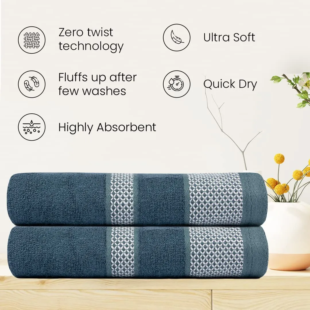 BePlush Zero Twist Bamboo Towels for Bath | Ultra Soft, Highly Absorbent, Quick Dry, Anti Bacterial Bamboo Bath Towel for Men & Women || 450 GSM, 29 x 59 Inches (1, Emerald Blue)