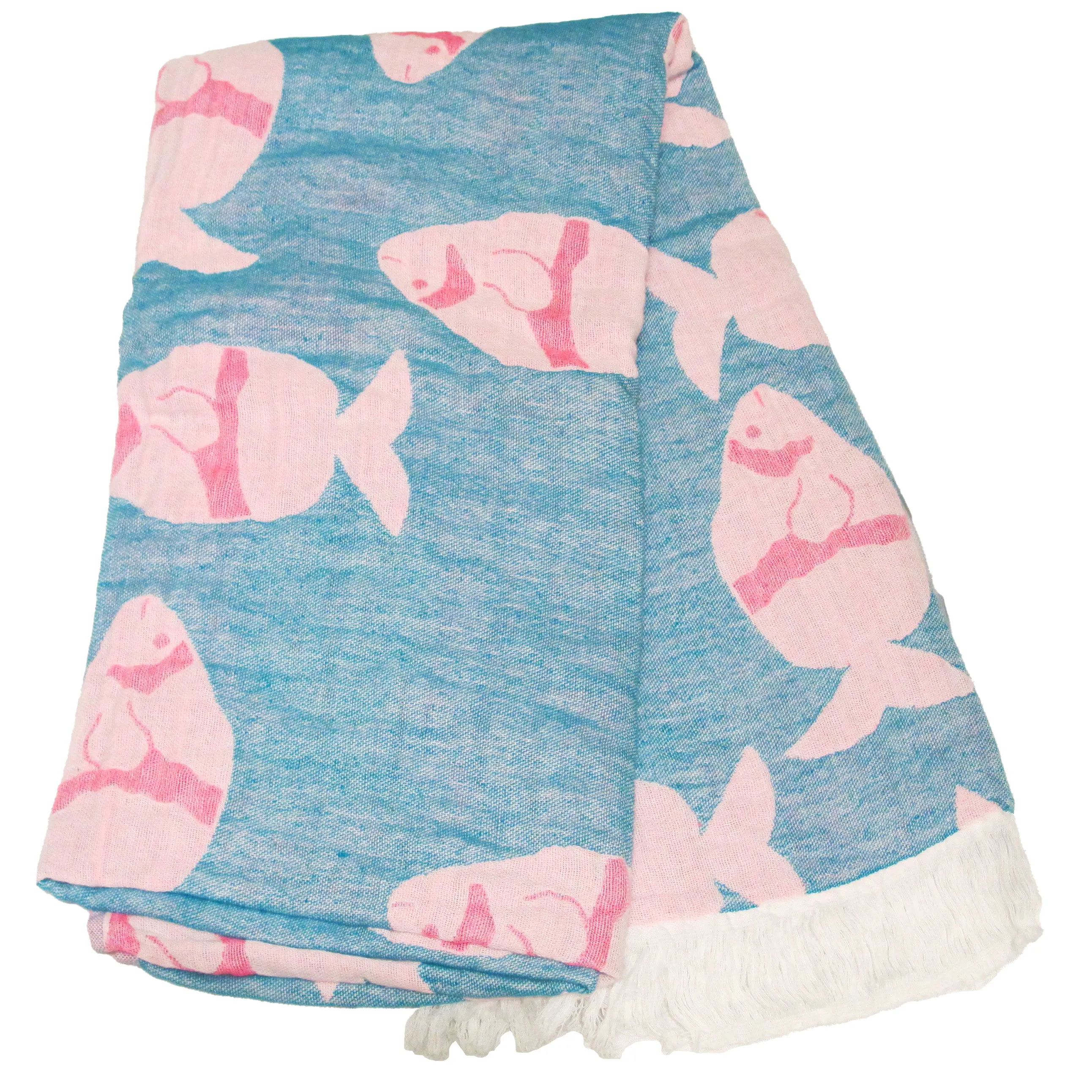 Blue Fish  Pestemal Turkish Towel