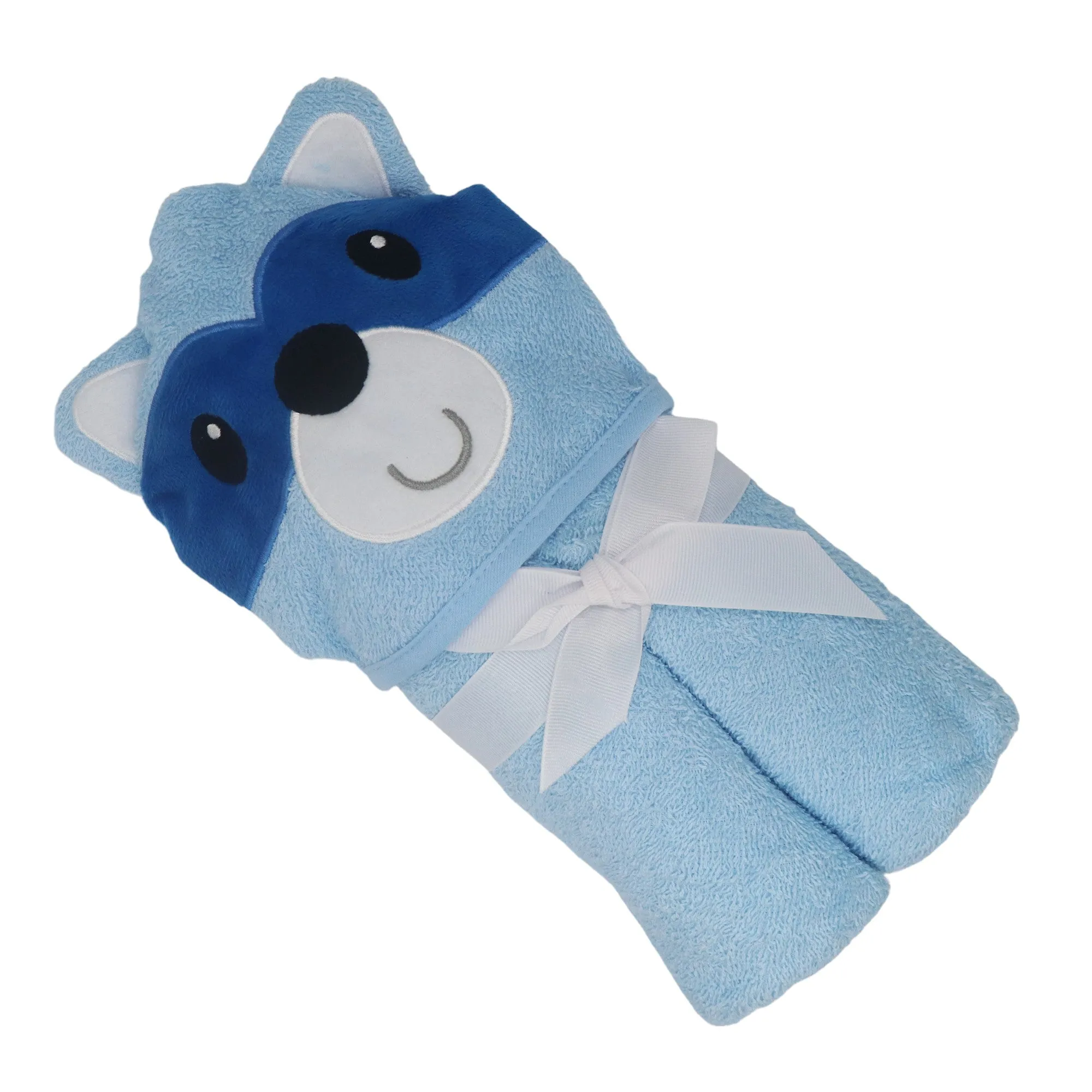 Blue Panda Cotton Hooded Baby Bath Towel with Baby Loofah