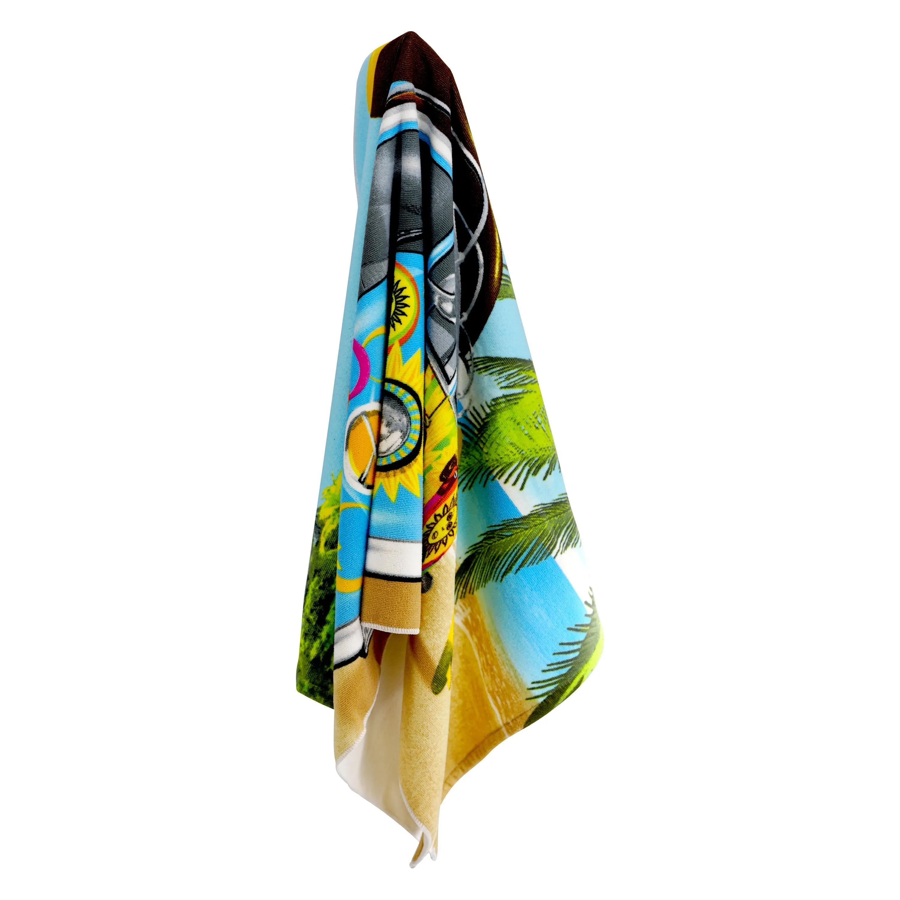 Blue Summer Bus Design Large Towel