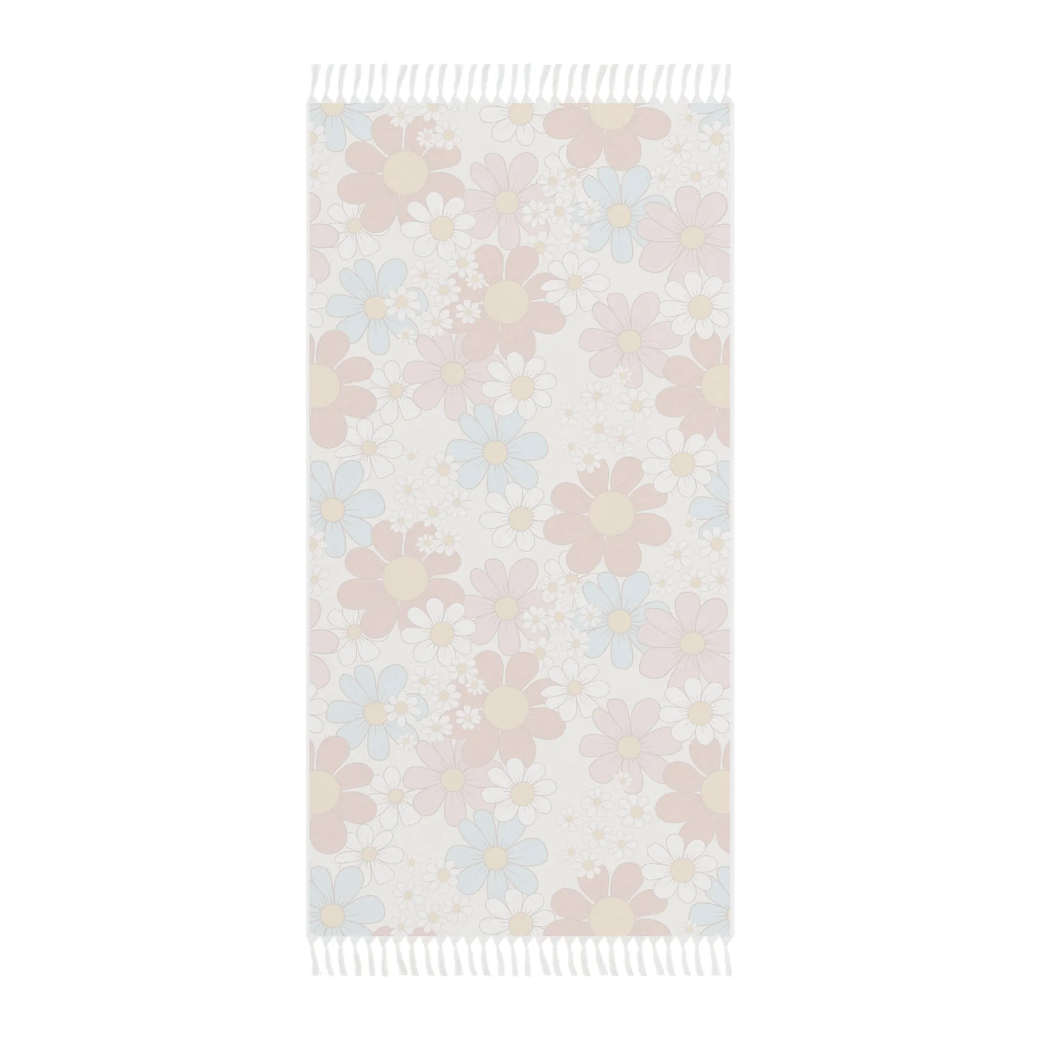 Boho Beach Towel, Retro Flower Design