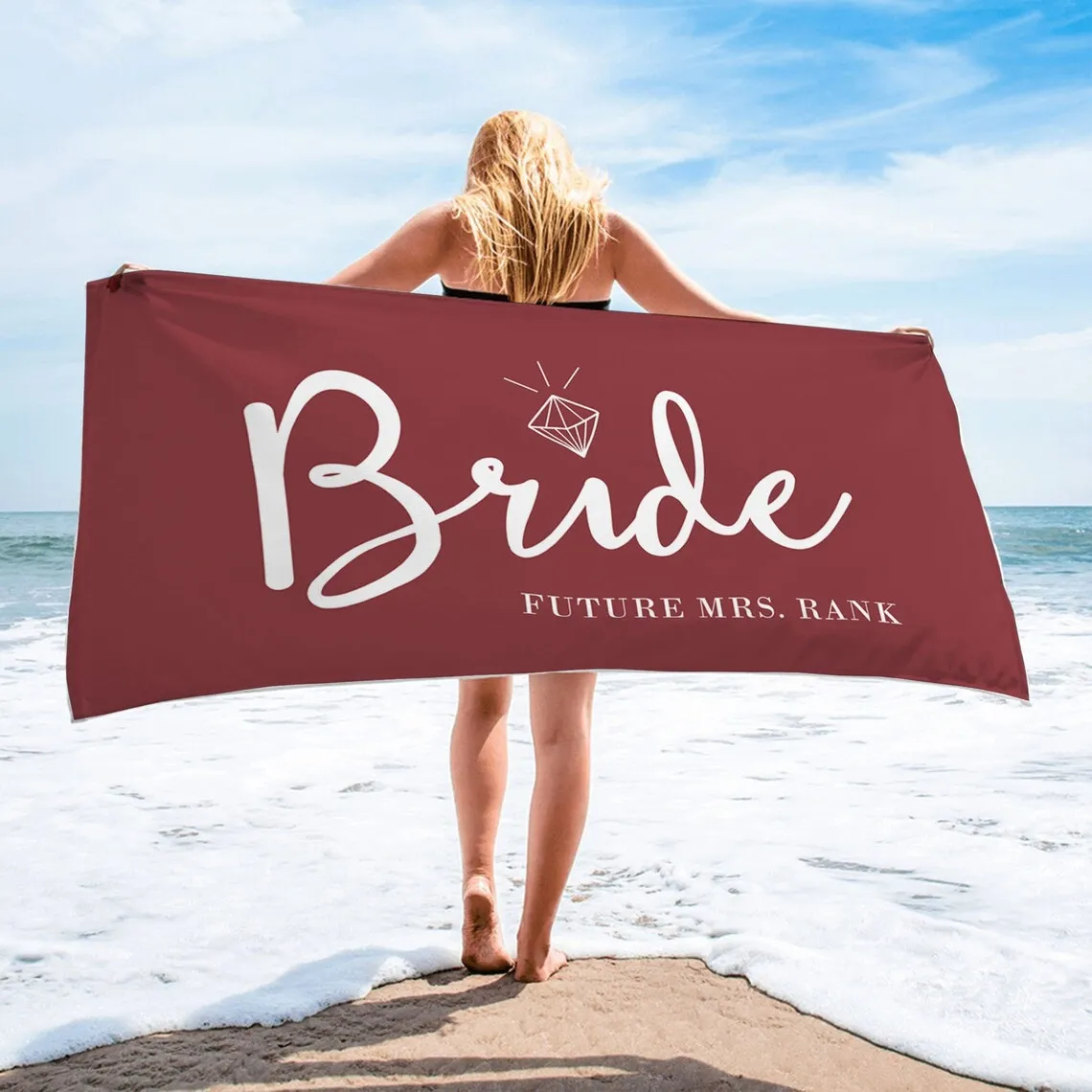 Bride and Bridesmaid Custom Beach Towel, Bride Beach Towel, Personalized Beach Towel, Custom Beach Towel,Bachelorette Bride Beach Towel