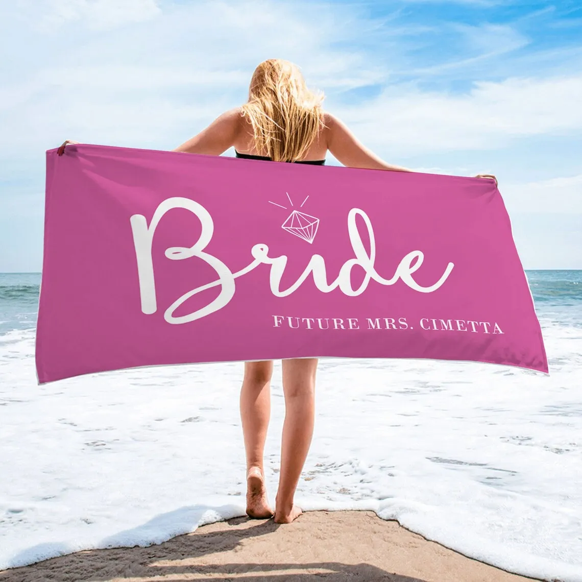 Bride and Bridesmaid Custom Beach Towel, Bride Beach Towel, Personalized Beach Towel, Custom Beach Towel,Bachelorette Bride Beach Towel