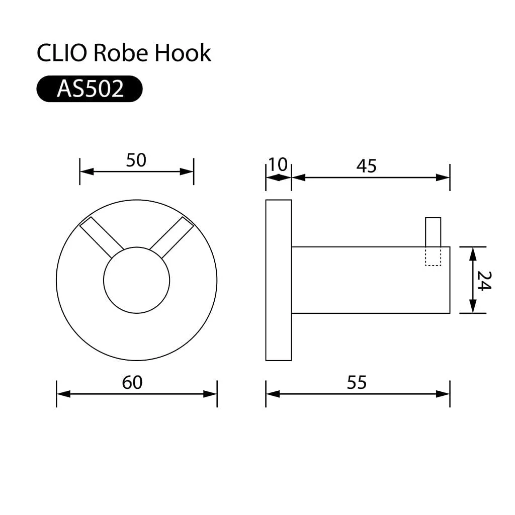 Clio Double Robe Hook Gunmetal