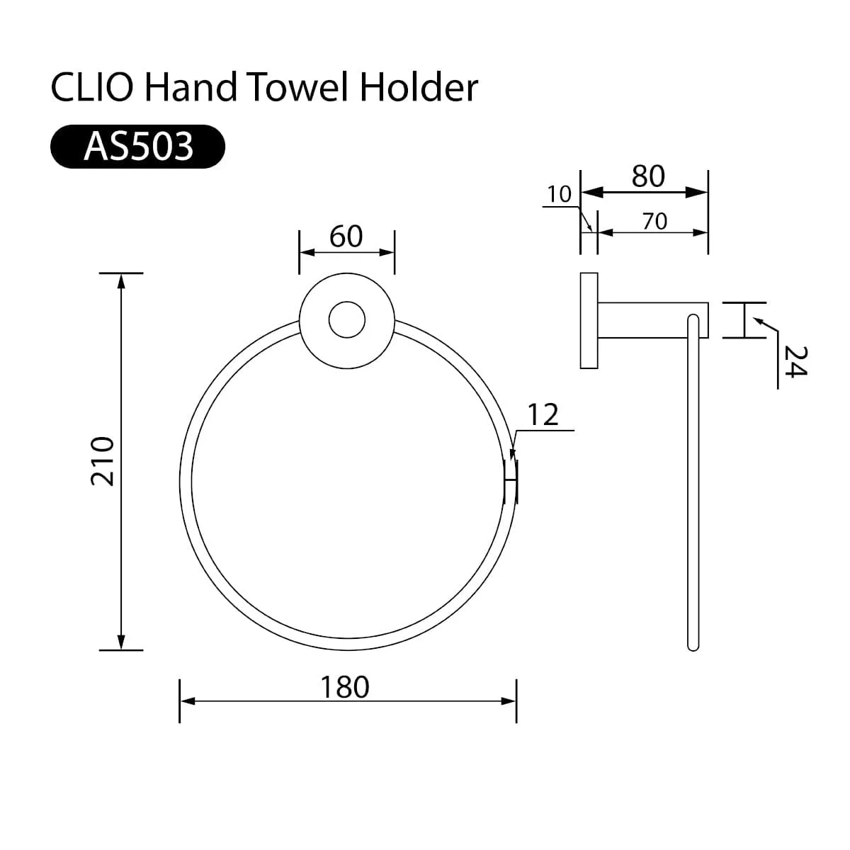 Clio Hand Towel Holder Chrome