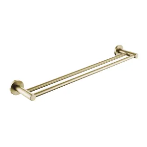 Clio Round Double Towel Rail 600mm Brushed Gold