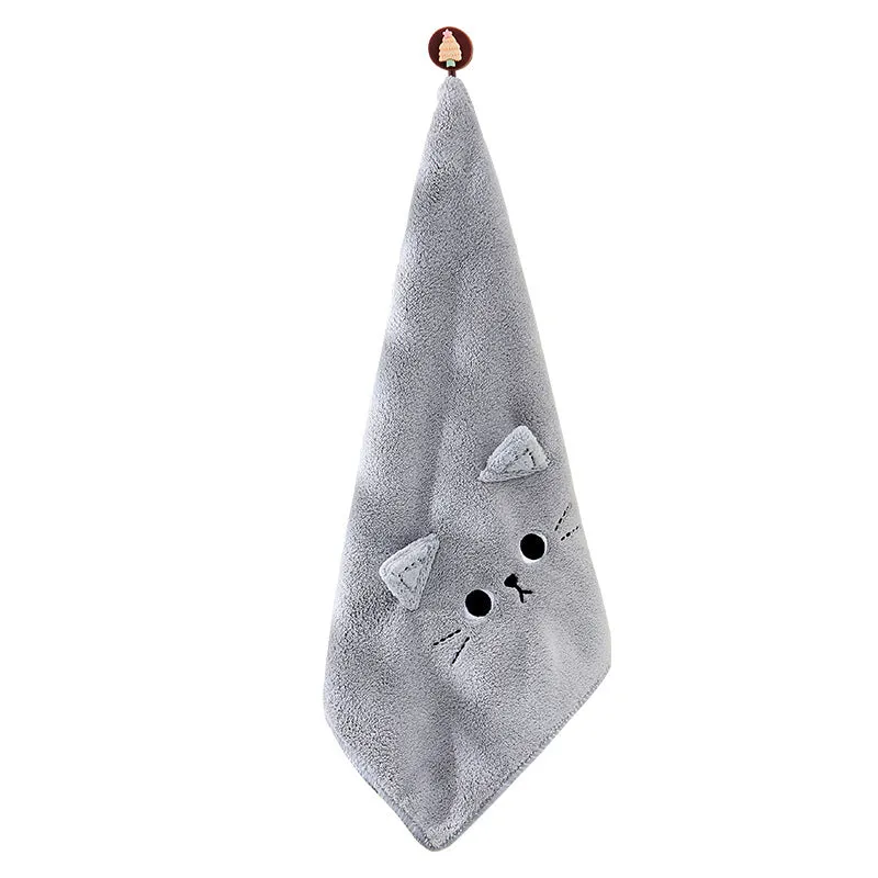 Coral Velvet Cartoon Cat Hair Drying Towel